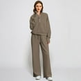 thumbnail image 1 of Huankd Womens 2 Piece Outfits Sweatsuit Set Oversized Half Zip Sweatshirt Wide Leg Sweatpants Lounge Set Tracksuit Brown M, 1 of 5