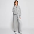 thumbnail image 1 of Huankd Womens 2 Piece Outfits Sweatsuit Set Oversized Half Zip Sweatshirt Wide Leg Sweatpants Lounge Set Tracksuit Light Gray M, 1 of 7