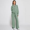 thumbnail image 1 of Huankd Womens 2 Piece Outfits Sweatsuit Set Oversized Half Zip Sweatshirt Wide Leg Sweatpants Lounge Set Tracksuit Mint Green XL, 1 of 6