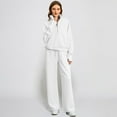 thumbnail image 1 of Huankd Womens 2 Piece Outfits Sweatsuit Set Oversized Half Zip Sweatshirt Wide Leg Sweatpants Lounge Set Tracksuit White L, 1 of 5