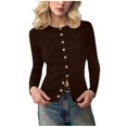 thumbnail image 1 of Huankd Womens 2025 Fall Cardigan Sweaters Lightweight Long Sleeve Button up Ribbed Knit Tops Winter Fashion Clothes Brown 2XL, 1 of 4