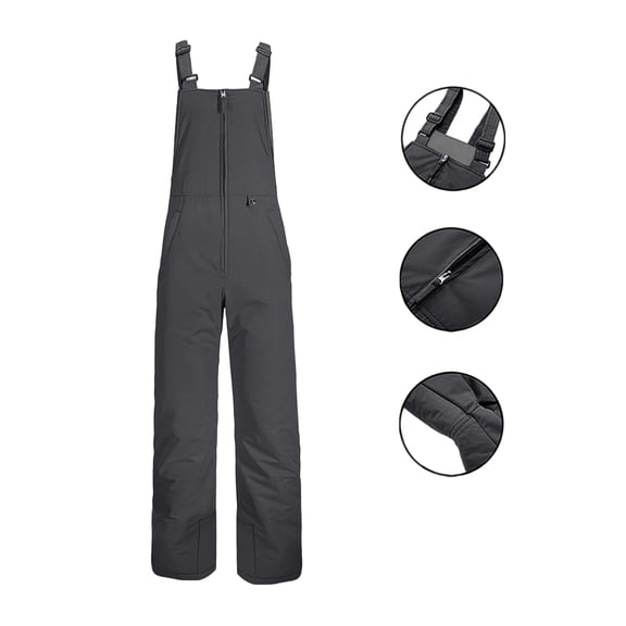 Huankd Womens Bib Snow Pants Women Ski Bib Insulated Snow Bib Overalls Windproof Waterproof Ski Pants Black S