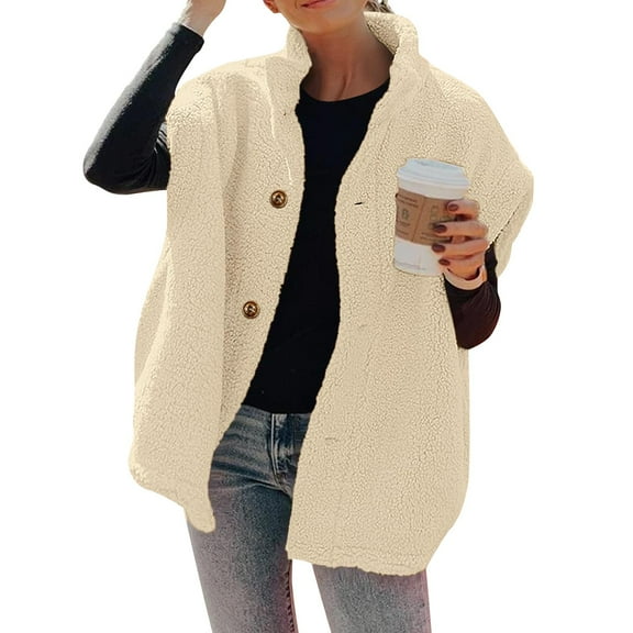 Huankd Womens Fuzzy Fleece Vest Casual Oversized Warm Button Down Sherpa Vest Jacket with Pockets Khaki XL