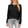 thumbnail image 1 of Huankd Womens Sweaters Crew Neck Long Sleeve Tops Knit Soft Pullover Sweaters Cozy Dressy Casual Shirts Fashion Clothing Black L, 1 of 5