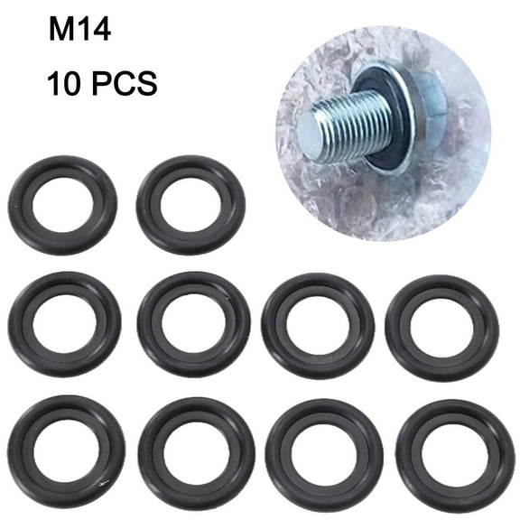 Huanke-10Pcs Black Rubber Sealing Oil Drain Gasket Washer Replacement 12616850