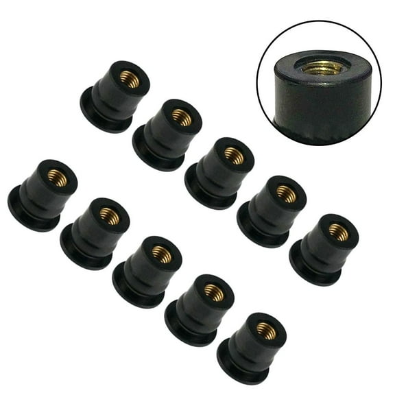 Huanke-10Pcs.Set M6 Motorcycle Bike Windscreen Windshield Nut Bolt Screw Kit Vibration Damper Panel Mounting 6mm