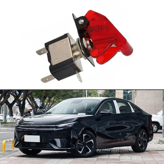 Huanke-12V/20A Automotive Car Boat Illuminated LED On/OFF SPST Toggle Switch w/ Cover