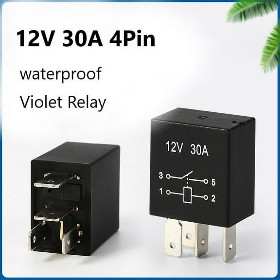Huanke-12V 30A 4PIN Relay 1pc Violet Relay 12VDC 30A 4PIN Conversion Waterproof