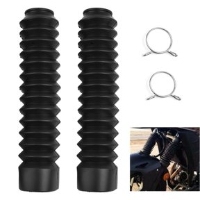 Huanke-2 Pcs Motorcycle Front Fork Boot Fork Bellows Off-road Motor Black Rubber Boot Dust Cap 13 Section Shock Absorbing Dust Cover