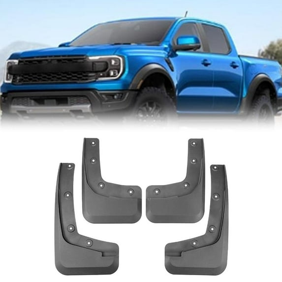 Huanke-4X BLACK MUD FLAPS FRONT AND REAR SPLASH GUARD MUDFLAPS FOR FORD FOR RANGER 2024