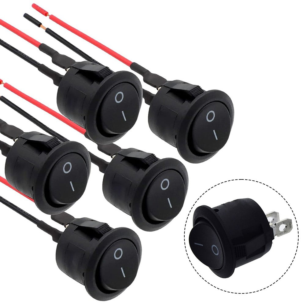 Huanke-5set Mini Round ON/OFF Rocker Switch SPST Push Button Switch ...