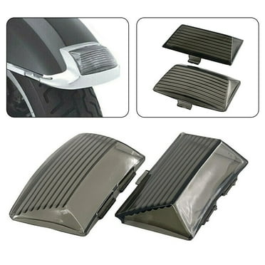 NTHREEAUTO Smoked Fender Tip Light Covers For Harley FLHR FLHT FLSTC - Front & Rear Set