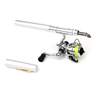 Abody Pocket Collapsible Fishing Rod Reel Combo Mini Pen Fishing Pole Kit Telescopic Fishing Rod Spinning Reel Combo Kit Silver 1.6m