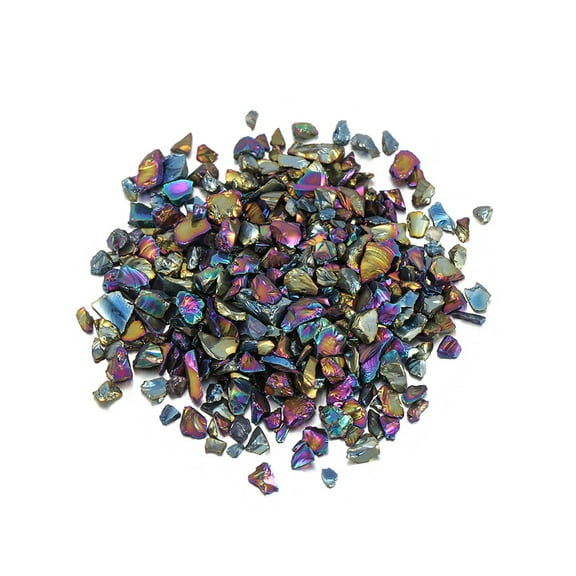 Huanledash 1 Bag Crushed Stone Filler Beautiful Wear Resistant Coloured Glaze Mini Chips Decorative Rocks for Home