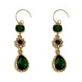 thumbnail image 1 of Huanledash 1 Pair Dangle Earrings Long Emerald Flower Shape Eye-catching Water Drop Earrings for Gift, 1 of 7