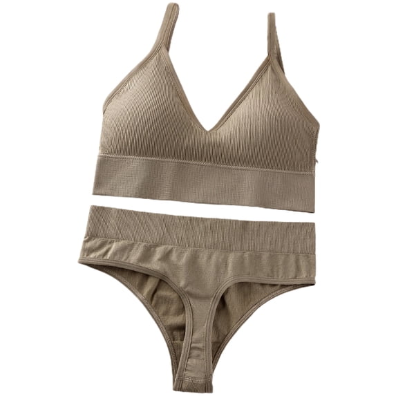 Huanledash 1 Set Bra G-strings Seamless Wireless Ladies Gathering Padded Underwear Set for Honeymoon