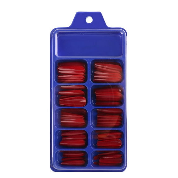 Huanledash 100Pcs/Box Color Nail Tips T-Shaped Extending Mini Professional Ballerina Fake Colored Nails for Beauty