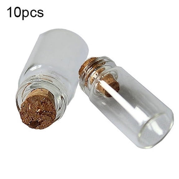 Huanledash 10pcs Cute Mini Clear Cork Stopper Glass Vials Jars Containers Wishing Bottles