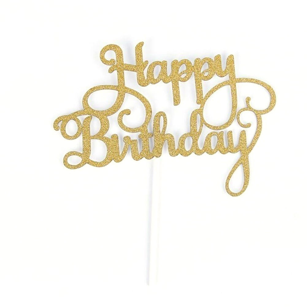 Huanledash 1pc Happy Birthday Dessert Cake Topper Inserted Card Party