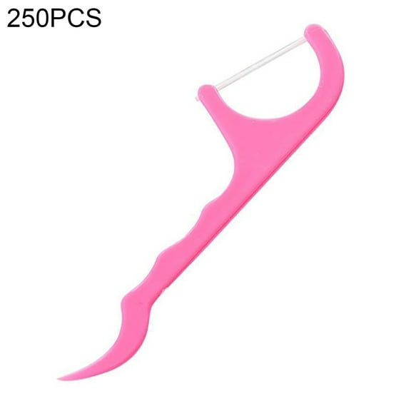 Huanledash 250 Pcs Dental Floss Teeth Cleaning Stick Nylon Cord Toothpick Oral Care Tool
