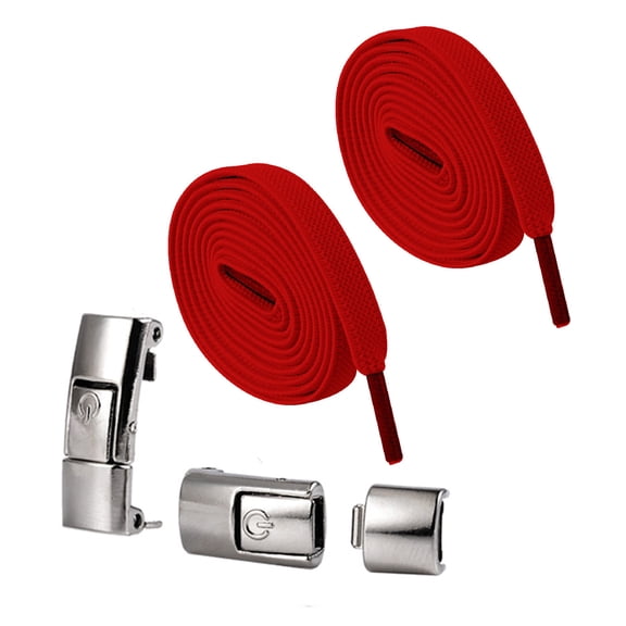 Huanledash 2Pcs No Tie Shoelaces Heavy Duty Quick Release Press Lock Lazy Shoe Lace with Metal Lock Buckle for Kids Adults Elderly
