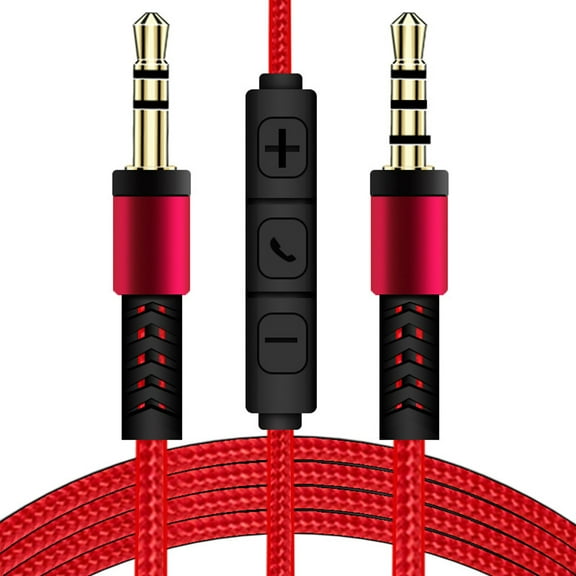 Huanledash 3.5mm Jack Male to Male Audio Cable 1.2m Aux Cable Volume Control with Mic for iPhone for iPad