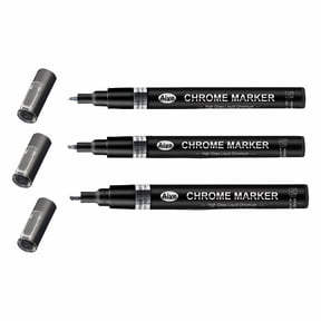 Huanledash 3Pcs Mirror Chrome Marker Pen Golden Silver Color Bronze Waterproof Model Painting Marking DIY Art Projects Reflective Permanent Metallic Liquid Paint Pen Home Supplies