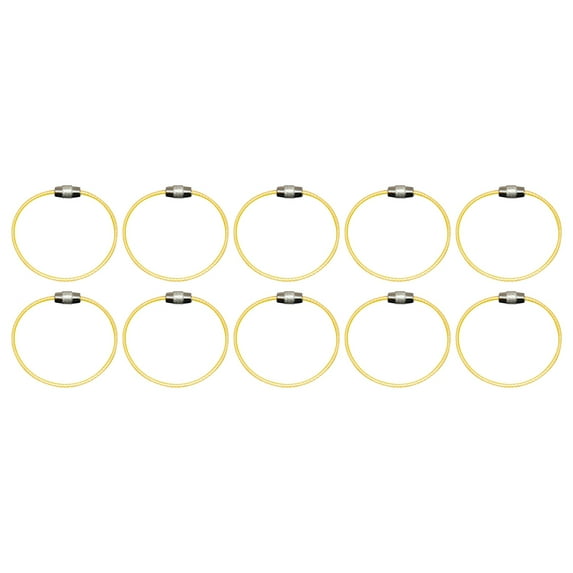 Huanledash 5/10Pcs Durable Steel Wire Rope Ring Connector Keychain Key Holder Hanging Cable