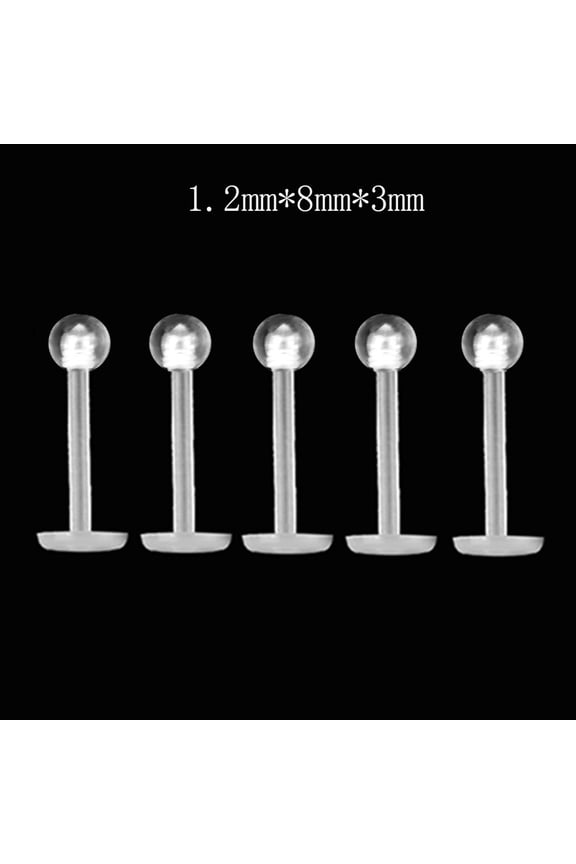 5Pcs Unisex Clear Round Nose Ear Lip Chin Ring Stud Bar Body Piercing Jewelry