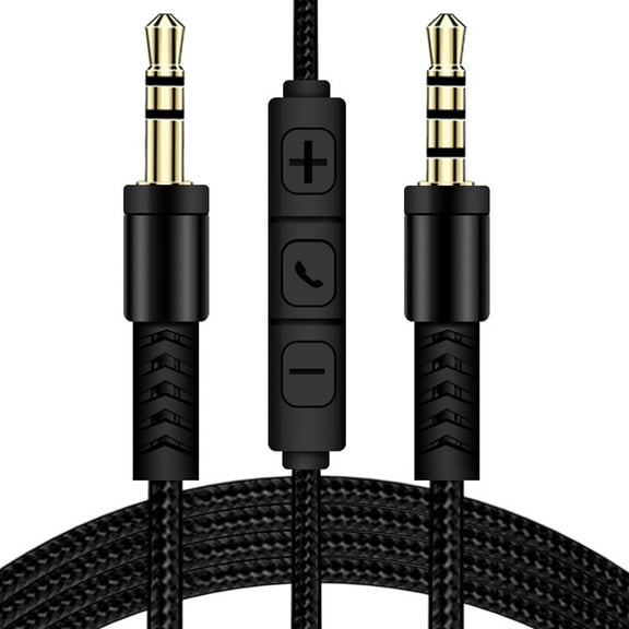 Huanledash Audio Cable 1.2m Gold Plated Plug Volume Control 3.5mm Male to Male AUX Cord with Mic for Car Speaker