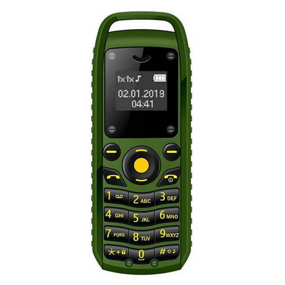 Huanledash BM25 Mini Phone GSM Multi-language LCD Screen Low Radiation Hanging Design Call Function with Button Keypad Double SIM Dual Standby Pocket Cellphone for Elderly