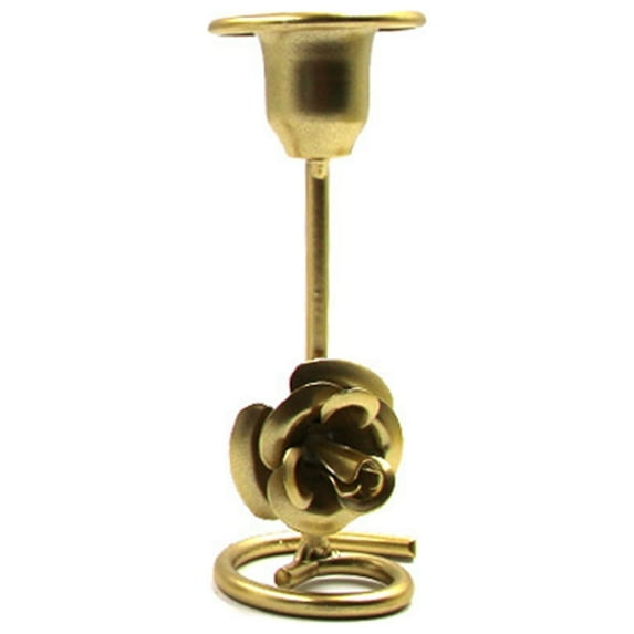 Huanledash Candle Stand Elegant Rose Design Vintage Romantic Light Luxury Decorative Iron Carved Single Head Candle Holder Home Decoration