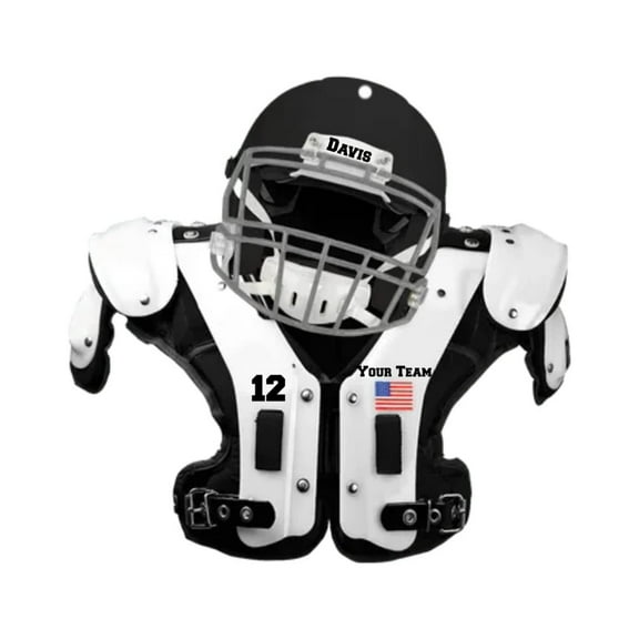 Huanledash Car Soccer Ornament Flat Shape with Helmet Realistic Unique Design Handmade Decorate Car Hanging American Football Shoulder Pads Football Fans Gift