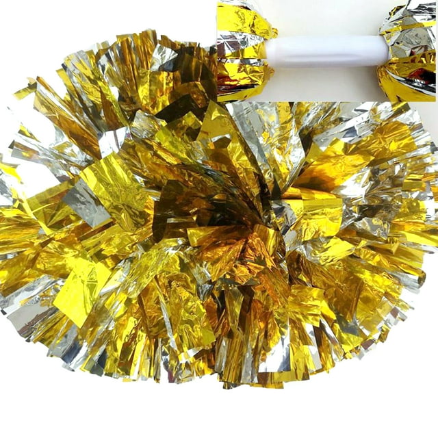 Huanledash Cheerleading Pom Poms Shining Contrast Color Decorative with Long Handle Full Shape