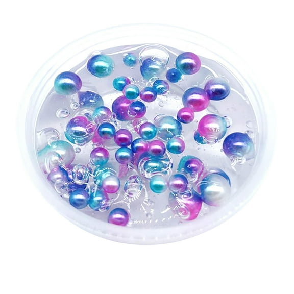 Huanledash Clear Crystal Slime Multicolor Beads Fluffy Soft Clay Decompression Kids Toy
