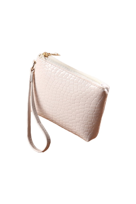 Clutch Bag Crocodile Pattern Smooth Zipper Solid Color Hand Ring Waterproof Faux Leather Wallet Card Holder for Shopping