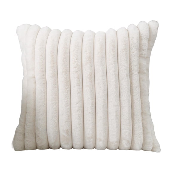 Huanledash Cushion Cover Stripe Design Good Comfort Soft Touch Anti-fouling Decorative Faux Rabbit Fur Plush Throw Pillow Cover Home Supply