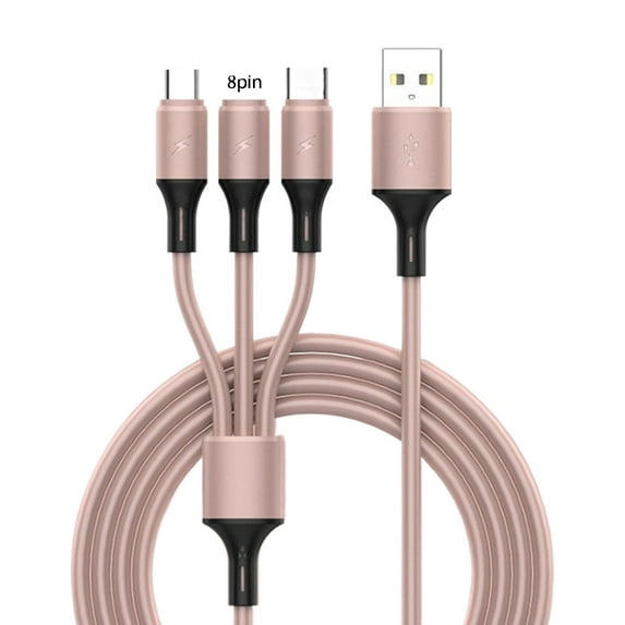Huanledash Data Cable Universal Fast Charging 3 in 1 Liquid Silicone 8-pin Micro USB Type-C Charging Cable for Office