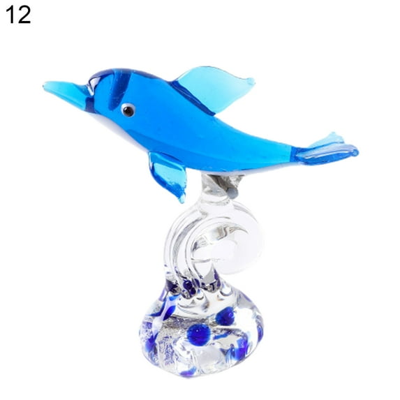 Huanledash Dolphin Statue Clear Vivid Colorful Lovely Small Animal Glass Miniature Home Decoration