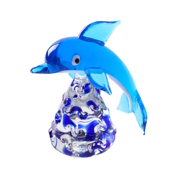 Huanledash Dolphin Statue Clear Vivid Colorful Lovely Small Animal Glass Miniature Home Decoration