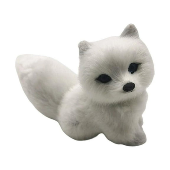 Huanledash Fox Model Toy Mini Cute Simulation Animal Figure Solid Model Desktop Ornament Faux Fur Fake Fox Model Figurine Ornaments Birthday Gift