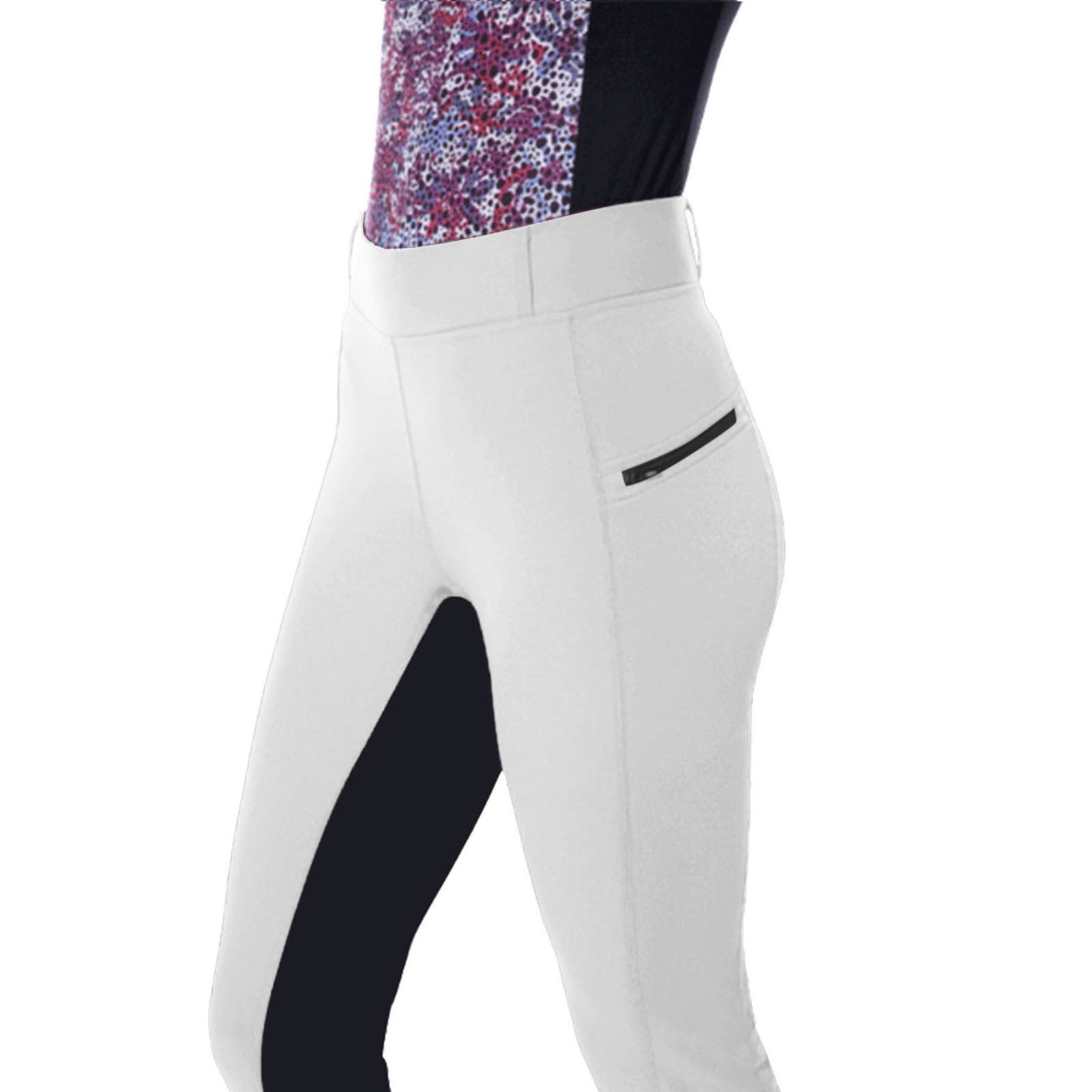 Huanledash High Waist Punk Style Good Elasticity Ninth Length Riding Pants Splicing Color Exercise Equestrian Pants Female Clothing