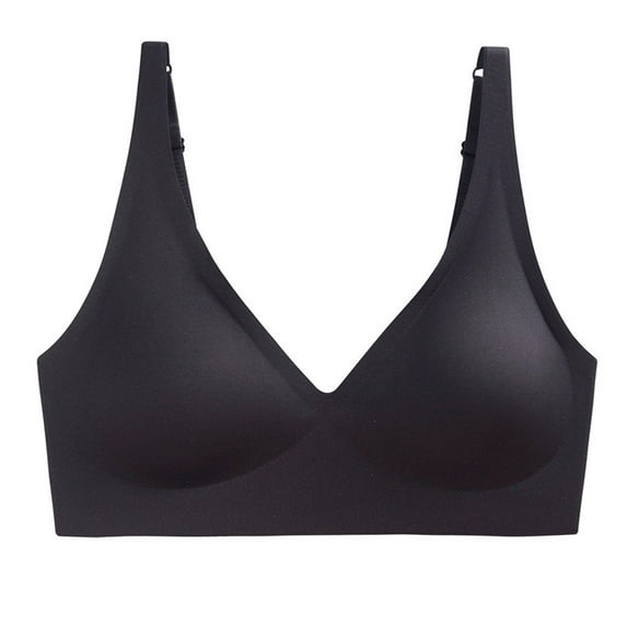 Huanledash Lady Bra Padded Sexy Soft Intimate Solid Color Support Breast Seamless Wire Free V Neck Sports Bra for Daily Wear