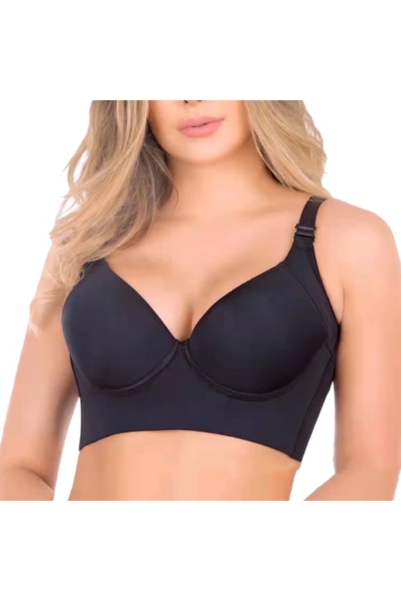 Lady Bra Solid Color Padded Correct Your Posture Uplift Bra Widened Strap Adjustable Straps Full Back Coverage Push Up Comfortable Women Bras Daily Wear Clothes