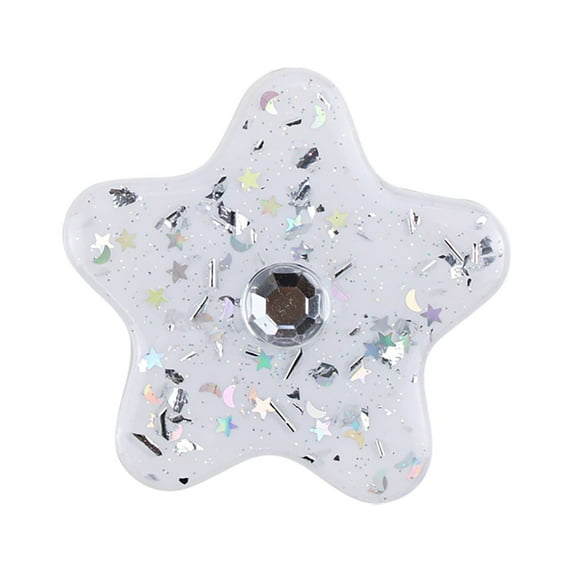 Huanledash Mobile Phone Grip Holder Universal Retractable Gradient Solid Color Rhinestone Five-pointed Star Phone Finger Expanding Stand for Watching TV