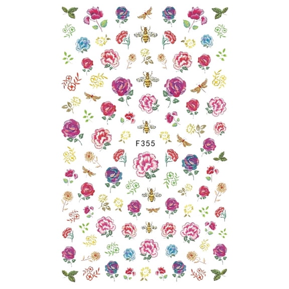 Huanledash Multi-pattern Nail Art Floral Sticker Women Fingernail Manicure DIY Decal Decor