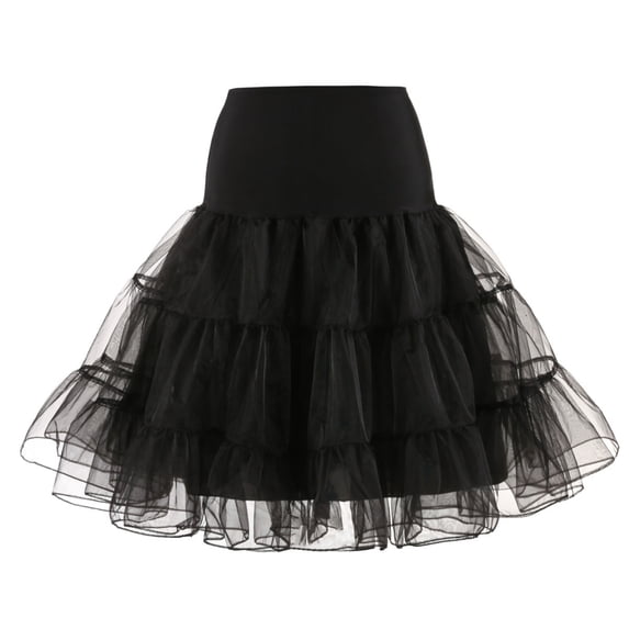Huanledash Retro Women Solid Color Wedding Bridal Underskirt Crinoline Tutu Tulle Petticoat