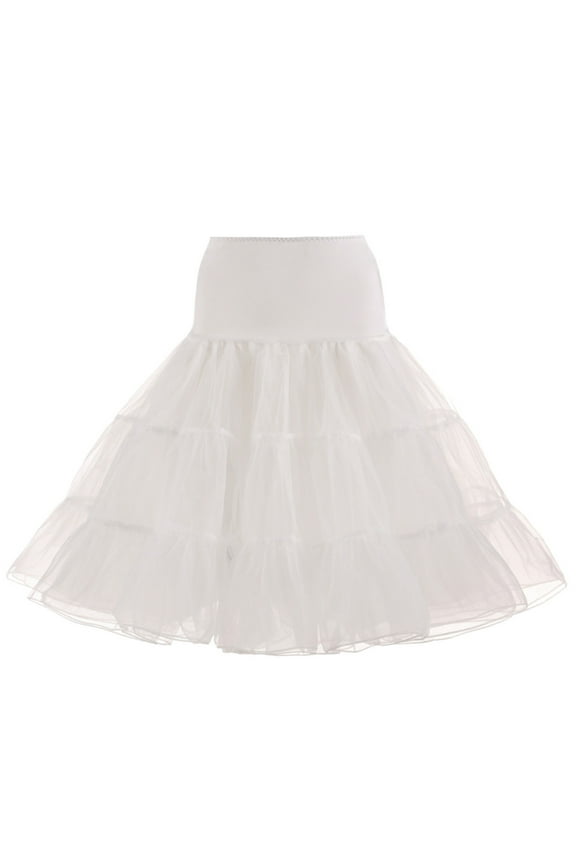 Retro Women Solid Color Wedding Bridal Underskirt Crinoline Tutu Tulle Petticoat