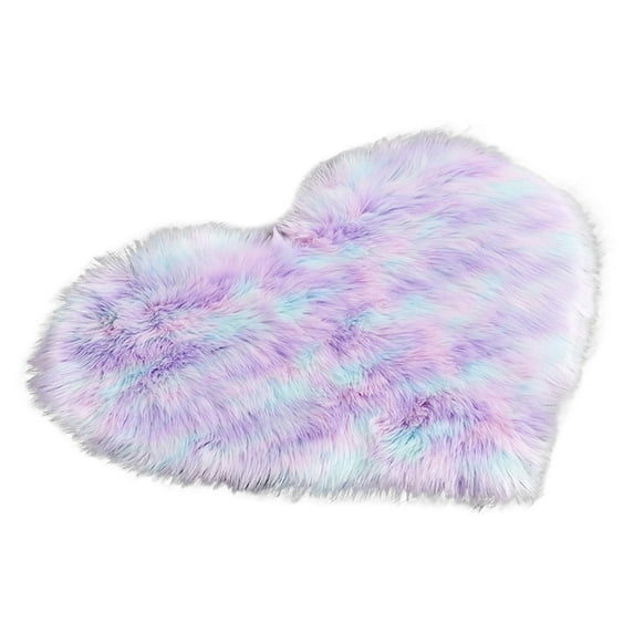 Huanledash Rug Mat Strong Water Absorption Soft Texture Love Heart Shape Non-slip Acrylic Fluffy Carpet Plush Mats Household Use