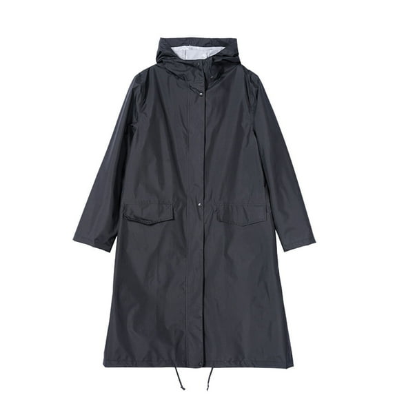 Huanledash Solid Color Raincoat Waterproof 210D Polyester Cloth Unisex Rain Jacket for Outdoor